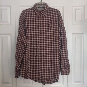 Tommy Hilfiger Men's Burgundy and White Long Sleeve Checkered Shirt Size XL EUC